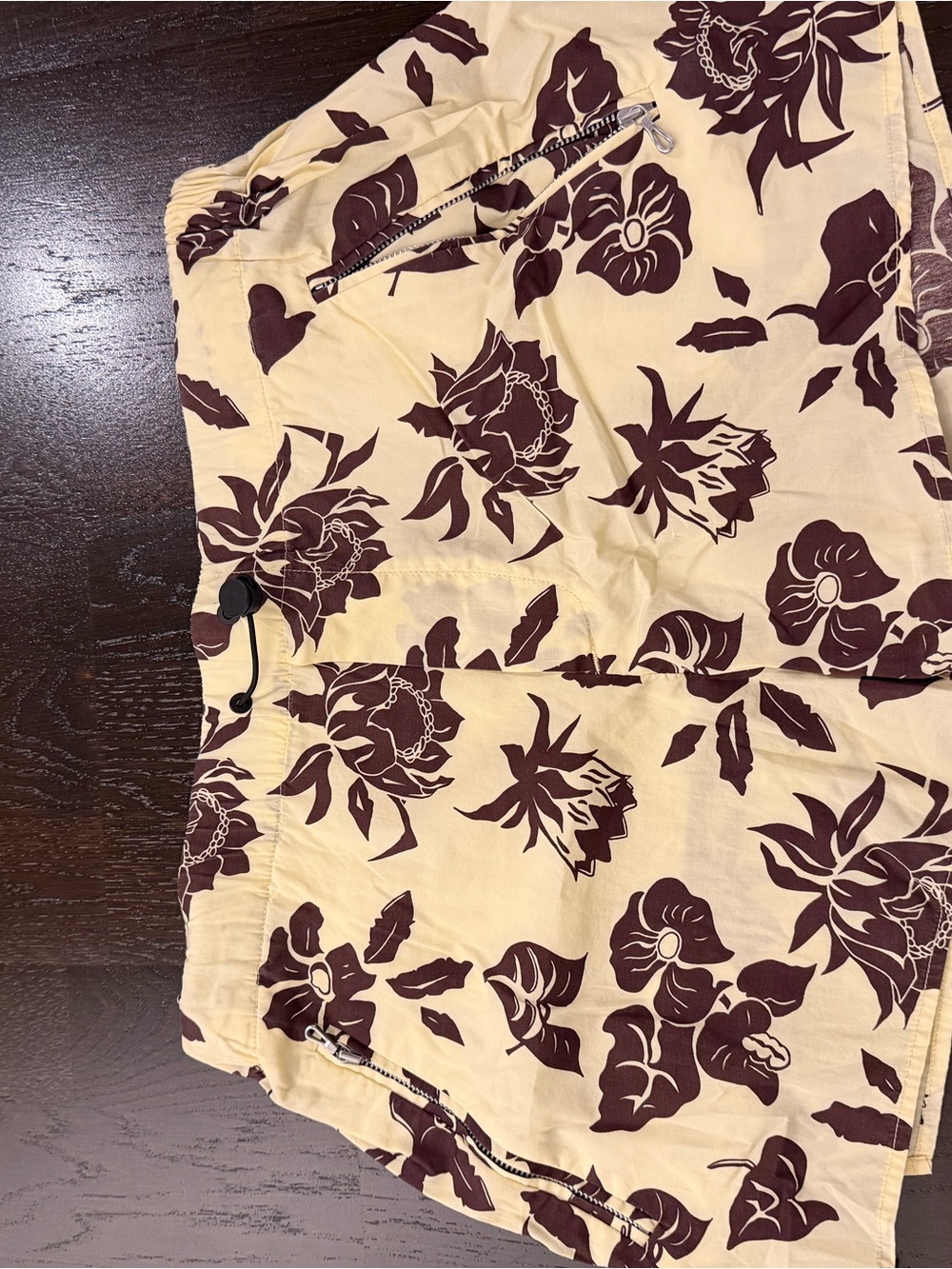 rag & bone Yellow Cover-up Shorts with Brown Floral Print